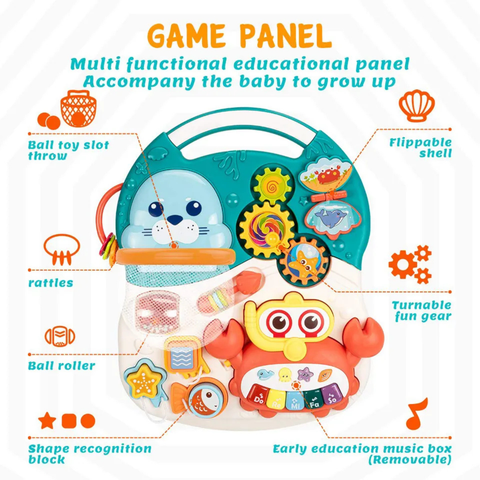 2-in-1 Baby Walker & Activity Center –Musical Learning Walker for Infants & Toddlers–Sit-to-Stand Push Toy with Lights, Sounds & Early Development Toys –Aqua Blue Gift for Girls & Boys