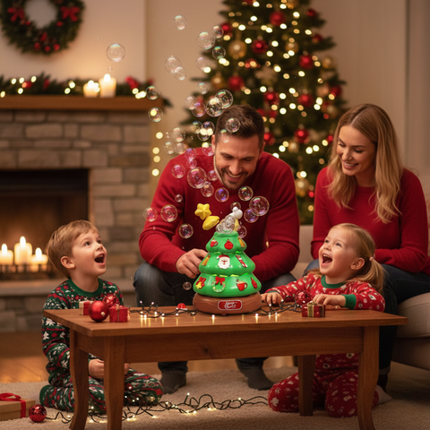Fully Automatic Christmas Tree Bubble Machine with Music Box - Light Up Musical Ornament, Fun Holiday Party & Tree Decor, Creative Gift for Girls, Kids, Toddlers