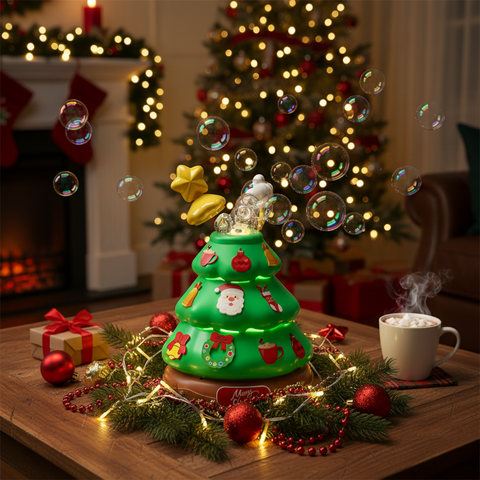 Fully Automatic Christmas Tree Bubble Machine with Music Box - Light Up Musical Ornament, Fun Holiday Party & Tree Decor, Creative Gift for Girls, Kids, Toddlers