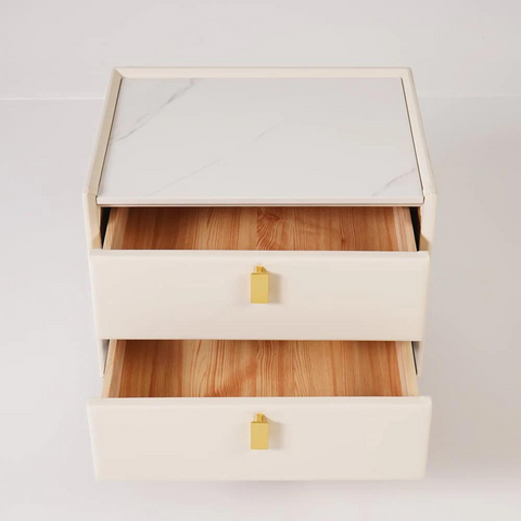 2-Drawer Suede Nightstand