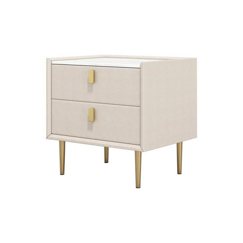 2-Drawer Suede Nightstand