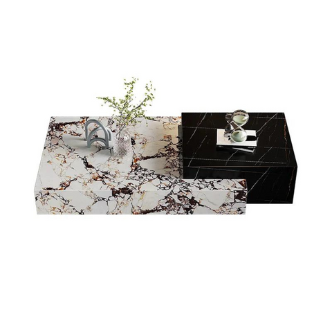 White and Black Slate Marble Coffee Table