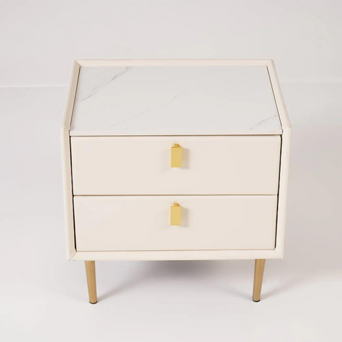 2-Drawer Suede Nightstand