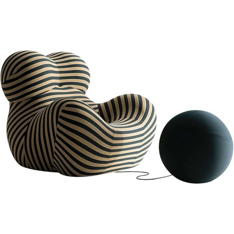 Upholstered Accent Chair with Cord Attached Ottoman