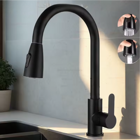 Premium 360° Swivel Pull Down Kitchen Faucet with Sprayer, Stainless Steel Sink Faucet, Modern High Arc Pull-Out Kitchen Water Tap
