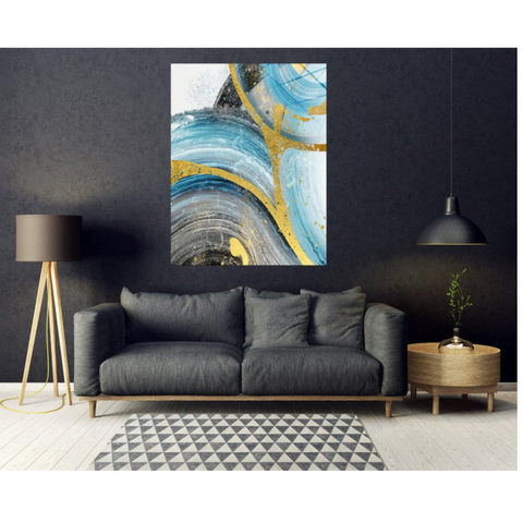 Nordic Blue Abstract Poster Canvas