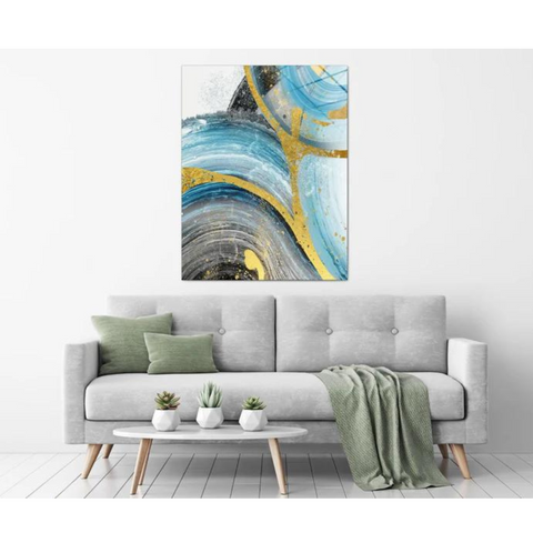 Nordic Blue Abstract Poster Canvas