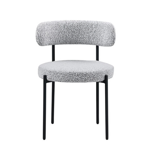 Boucle Grey Dining Chair with Wide Back Support (Set of 2)