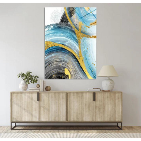 Nordic Blue Abstract Poster Canvas