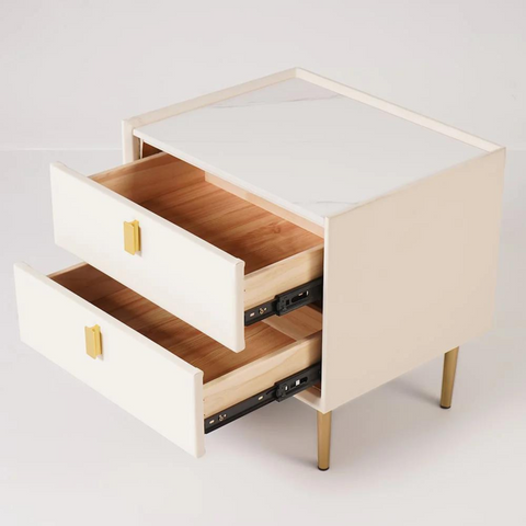 2-Drawer Suede Nightstand