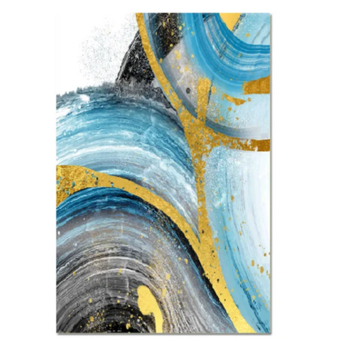 Nordic Blue Abstract Poster Canvas