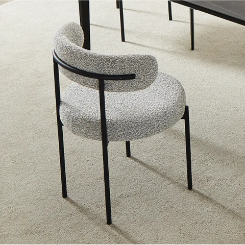 Boucle Grey Dining Chair with Wide Back Support (Set of 2)