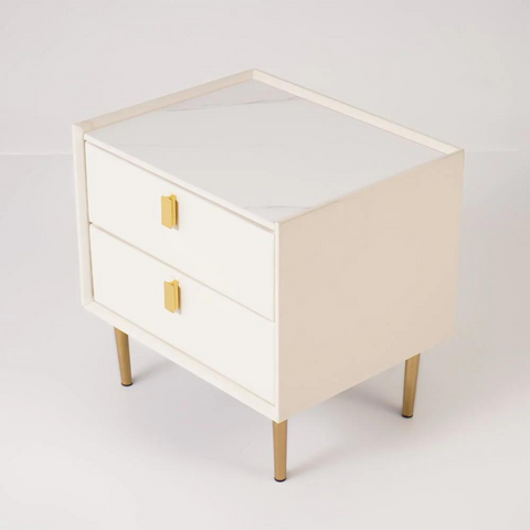 2-Drawer Suede Nightstand