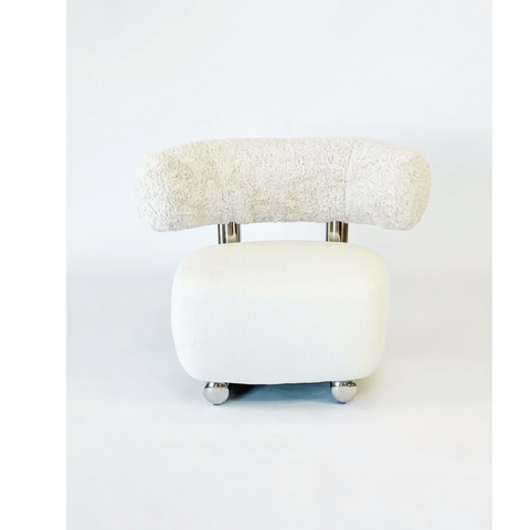 Boucle Cream White Accent Chair