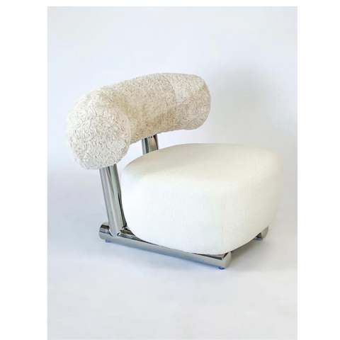 Boucle Cream White Accent Chair