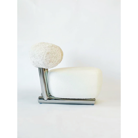 Boucle Cream White Accent Chair