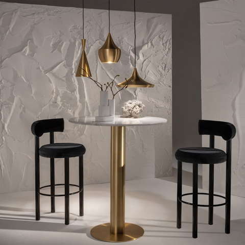 Tall Suede Black Bar Stool