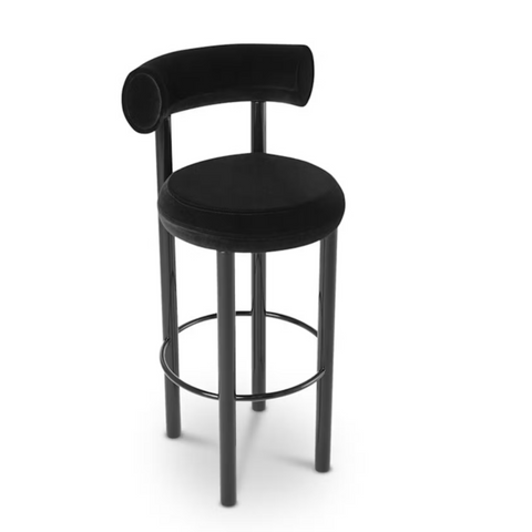Tall Suede Black Bar Stool