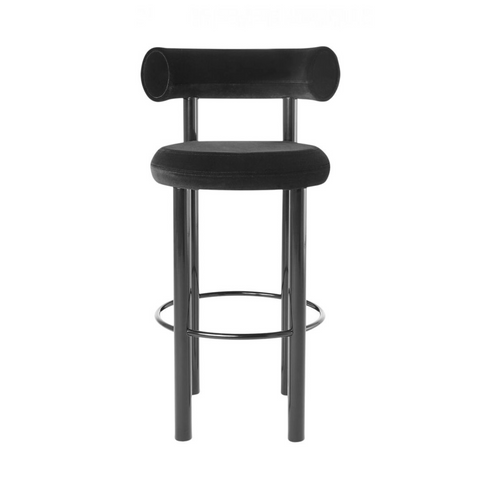 Tall Suede Black Bar Stool