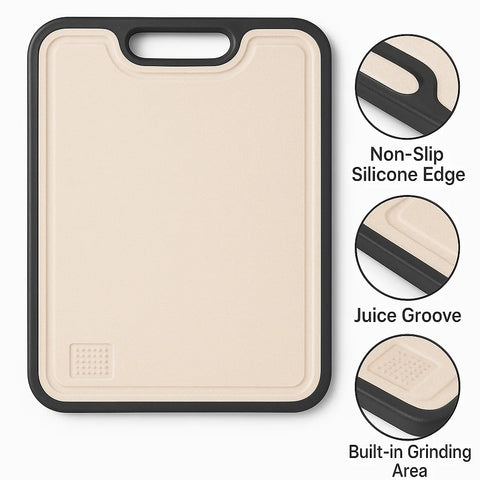 Dual-Sided Cutting Board with Titanium & Wheat Straw Fiber, Non-Slip Kitchen Chopping Board