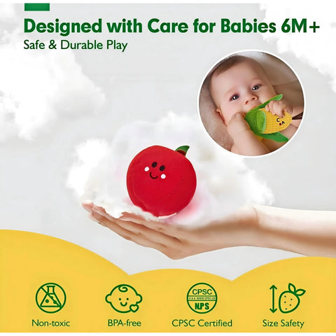 Plush Fruit & Vegetable Sorting Toy Set for Babies and Toddlers 6M+
