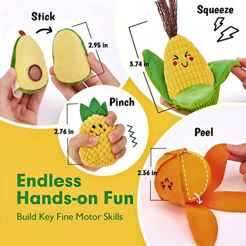 Plush Fruit & Vegetable Sorting Toy Set for Babies and Toddlers 6M+