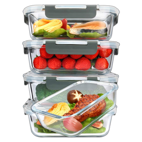 5-Pack Glass Food Storage Containers with Lids – 36oz Airtight, Leak-Proof Meal Prep Containers