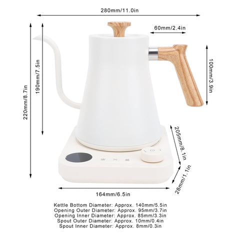 Electric Gooseneck Kettle with Precise Temperature Control, Timer & LCD Display – Stainless Steel Hot Water Kettle