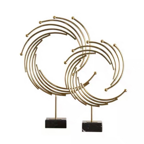 Metallic Swirl Sculpture With Marble Base (Set of 2)