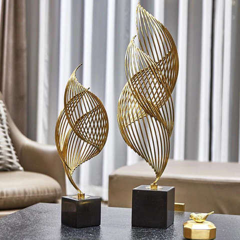 Golden Abstract Decorative Objects (Set of 2)