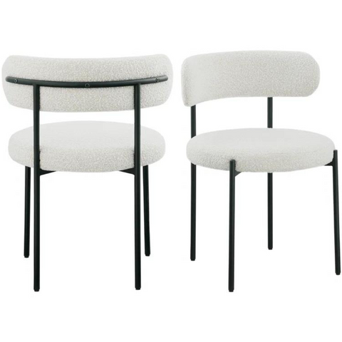 Cream Boucle Upholstered Side Chair (Set of 2)