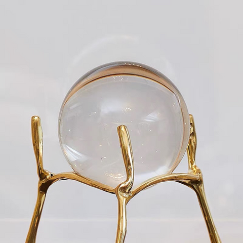 Zulma Clear Crystal Ball with Gold Base (Set of 2)