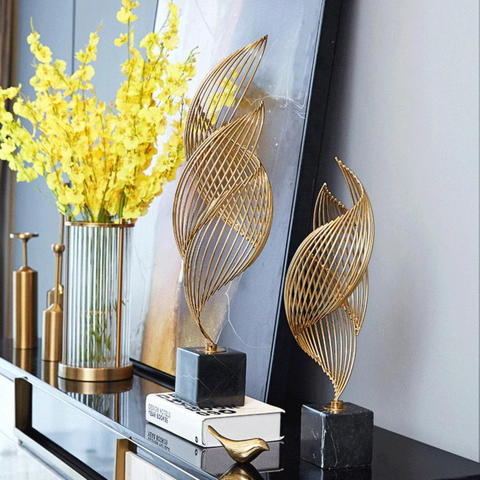 Golden Abstract Decorative Objects (Set of 2)