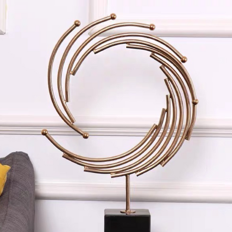 Metallic Swirl Sculpture With Marble Base (Set of 2)